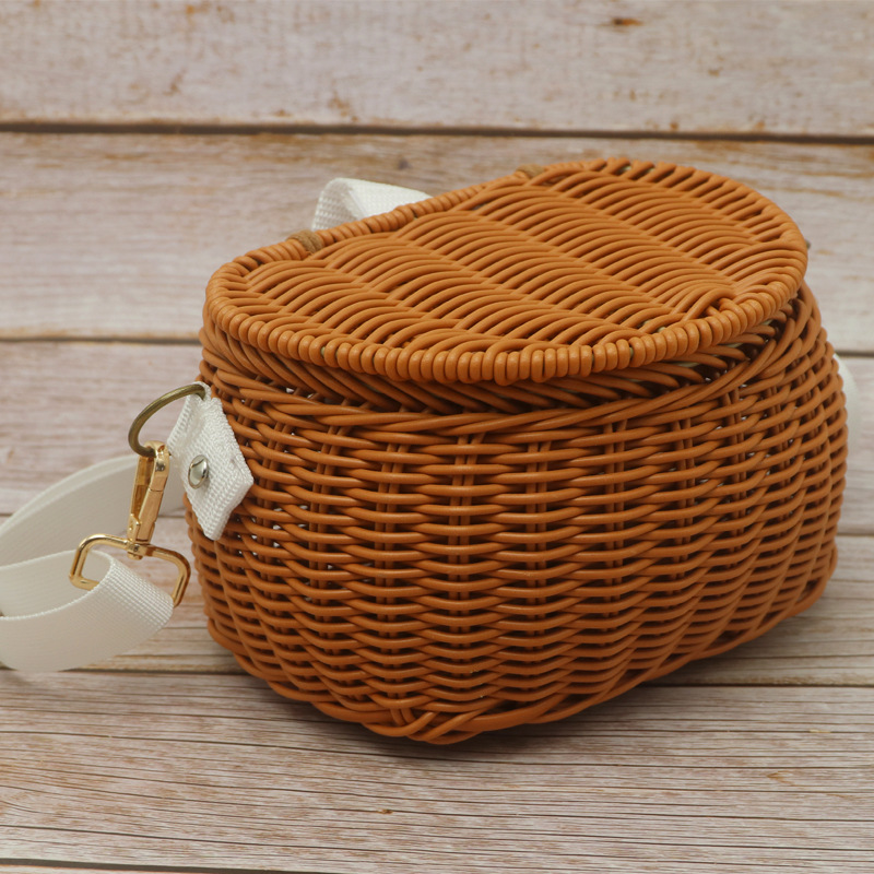 Cesta de ratán pequeña estilo INS, cesta de bicicleta para niños, bolso bandolera de un solo hombro, cesta de juguetes tejida, cesta de almacenamiento