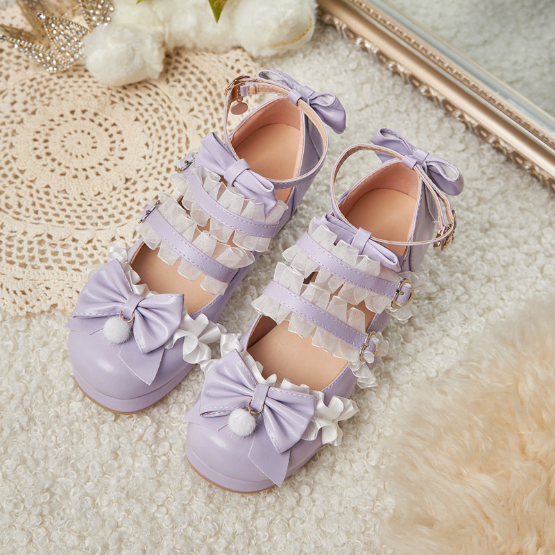 Lolita Japanese Style Jk Small Leather Shoes Kidsren's High Heels Lolita Female Students Cute Girl Loli Shoes Autumn New