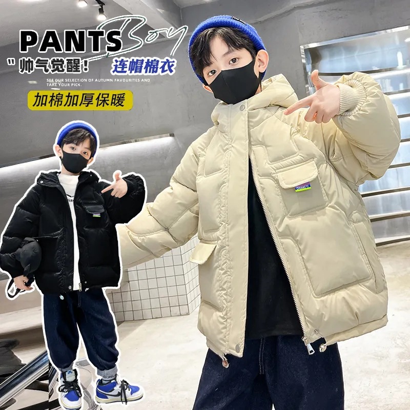 男女童棉服夹棉冬季加厚中长款羽绒棉衣2023儿童冬装加绒洋气外套