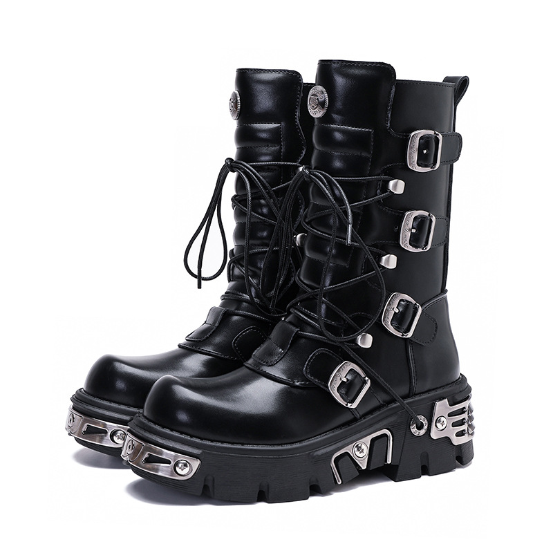 Retro casual high boots for men and women platform, metallic color, Spain, punk style