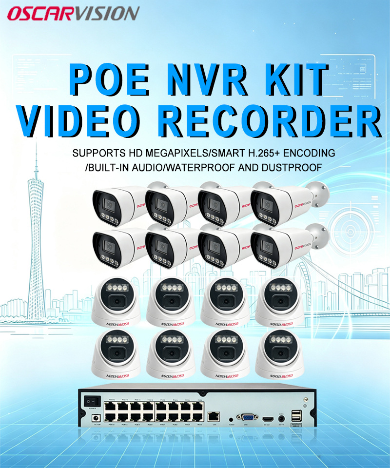 POE security camera 16-set 8 megapixel 4K high resolution night vision recording indoor home monitor camera