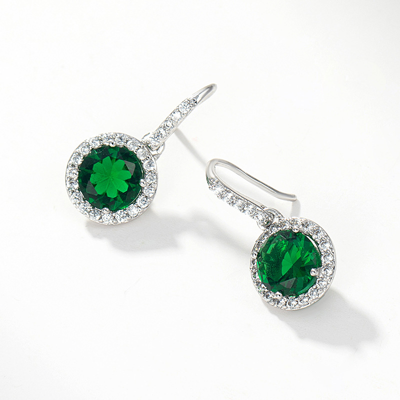 Joyería de Xuing simple personalidad Esmeralda gema artificial gancho para la oreja temperamento femenino pendientes de alta calidad al por mayor