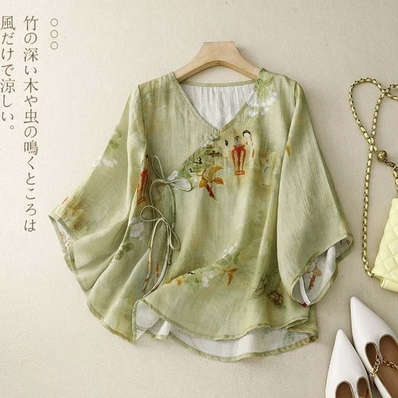 Блузка с V-образным вырезом, топ на лето плюс-сайз, with floral print?