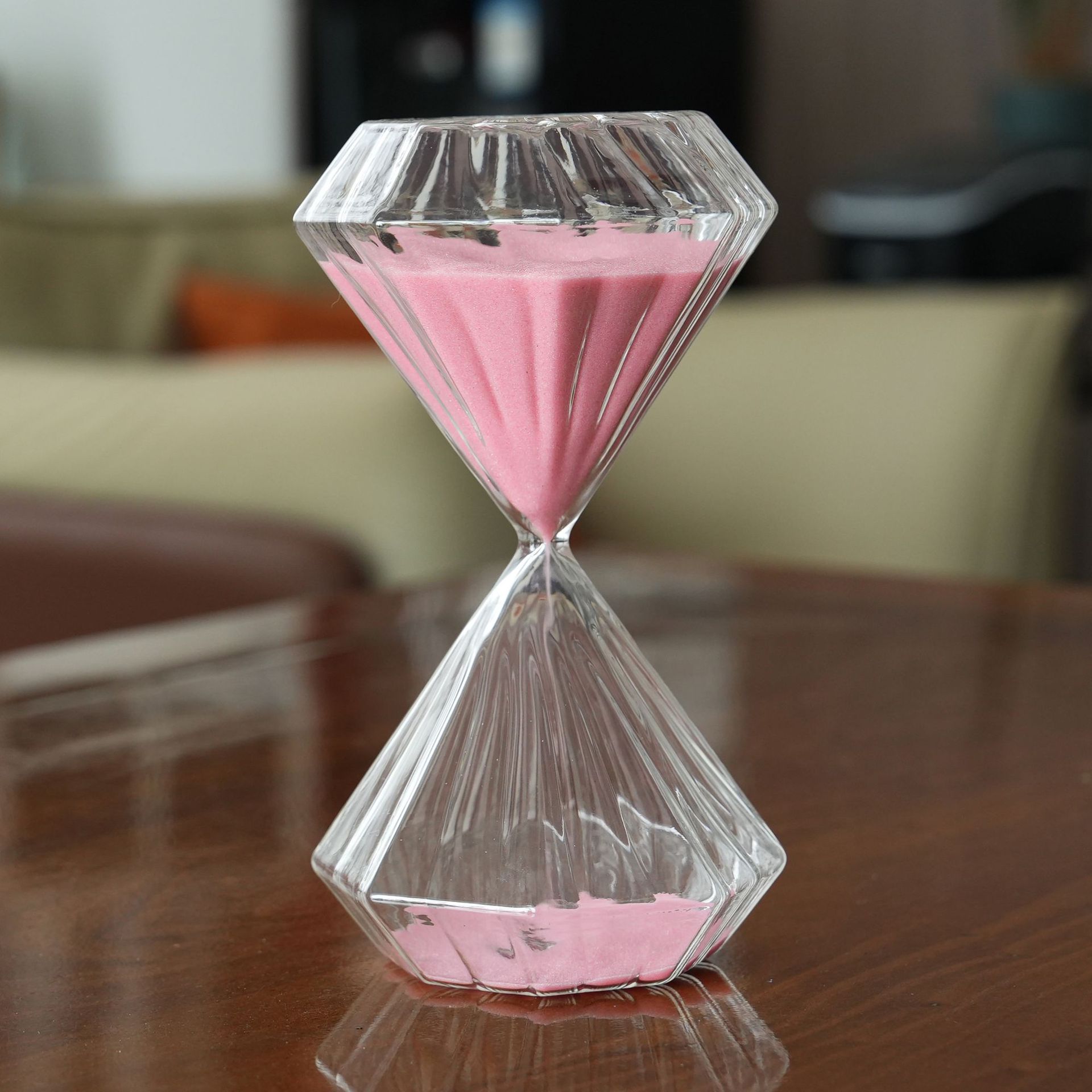Creativo ins Rosa rayas reloj de arena temporizador diamante cristal decoración del hogar fábrica al por mayor