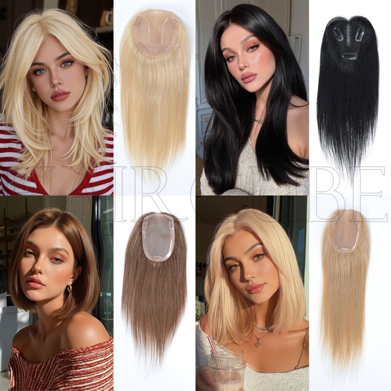 Women's Hairpiece, One-Piece Fluffy Hair Topper, Real Hair for Increased Volume, Lightweight and Breathable, Thin Style Hairpiece, Suitable for Long Hair Styling