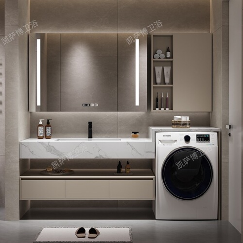 Simple bathroom washing machine cabinet integrated balcony bathroom slate ceramic integrated washstand basin package installation