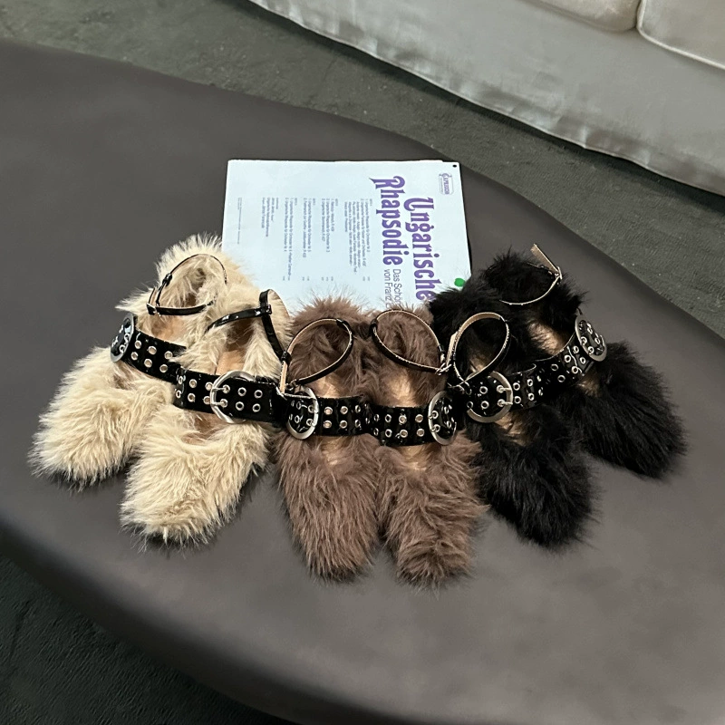 Оригинальные осенние и зимние неглубокие паровозные меховые туфли