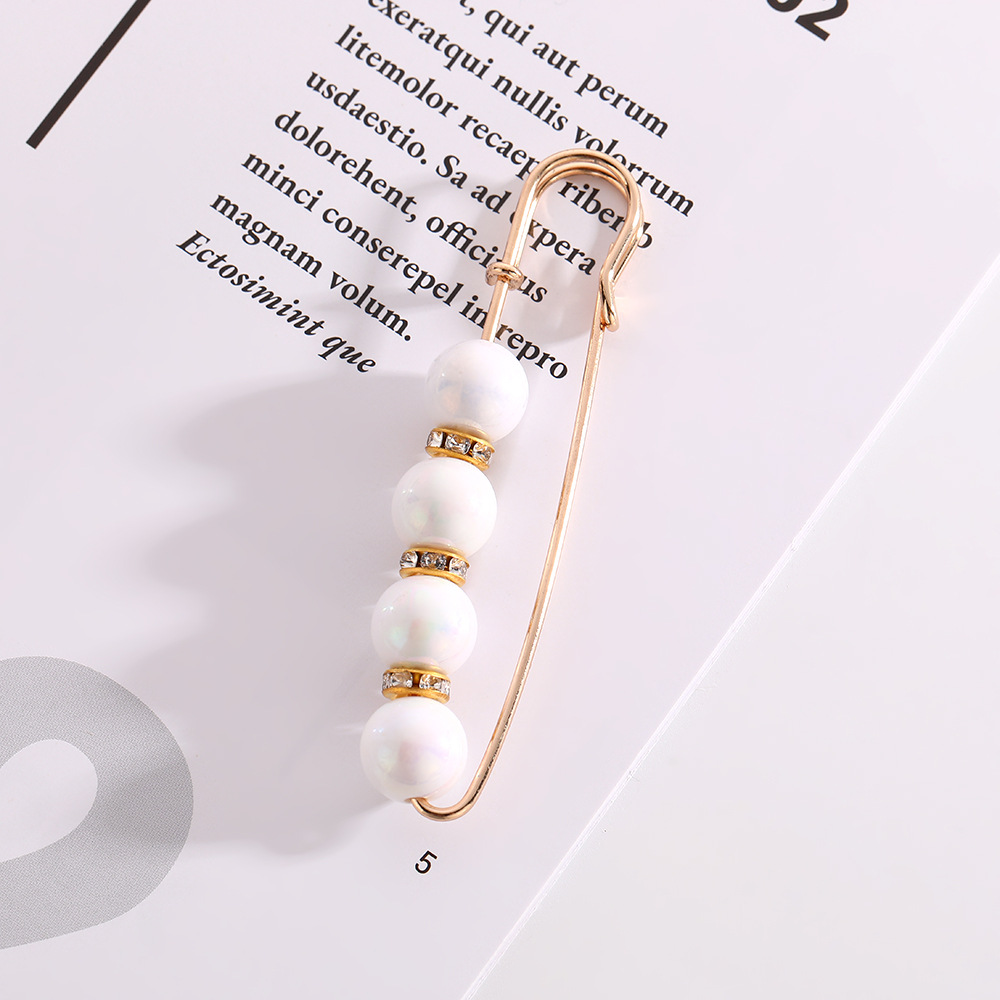 99#别针4颗乳白色珠7.5cm