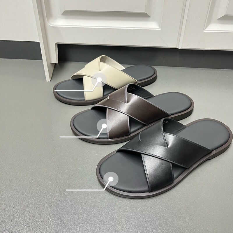 New summer men's shoes, vacation slippers, beach shoes, cross-strap suede sandals, business casual slip-on sandals