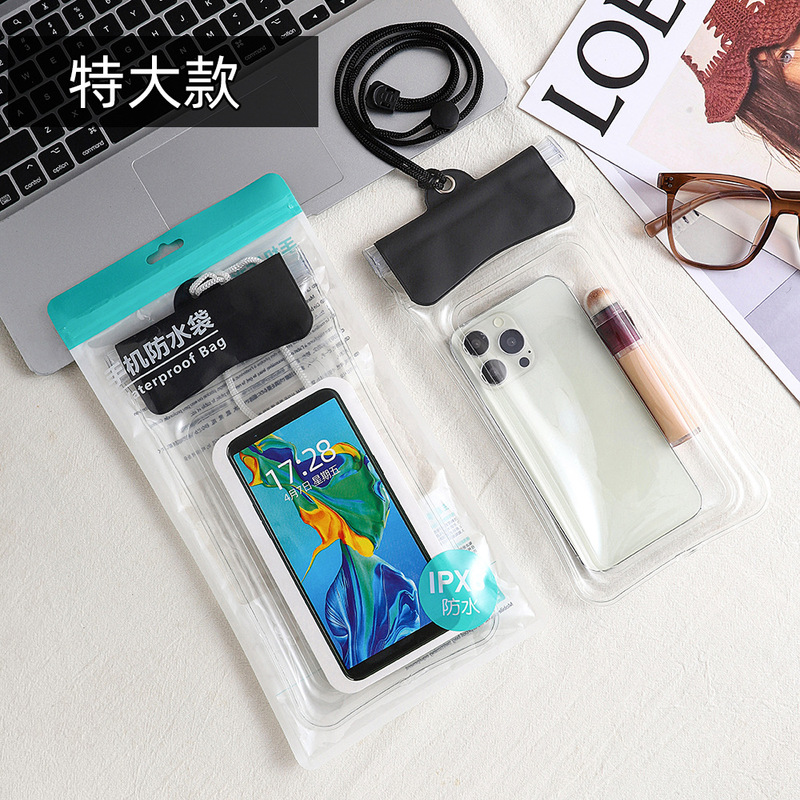 国境を越えた3本の密封された携帯電話防水袋は、タッチスクリーンの水泳エアバッグを漂流して首をかける防水携帯電話カバーを透明にすることができる|undefined