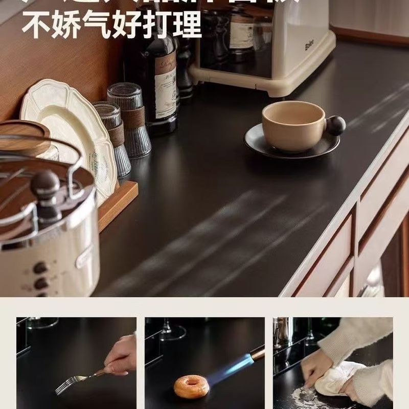 北欧中古餐边复古收纳实木岩板靠墙客厅一体茶水家用储物柜咖啡|undefined