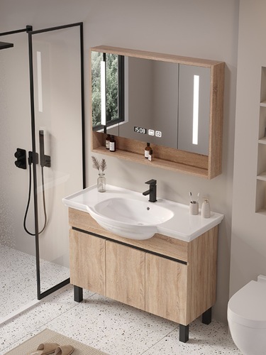 Big belly basin bathroom cabinet combination floor-standing simple light luxury wash basin cabinet washbasin basin integrated ceramic bathroom