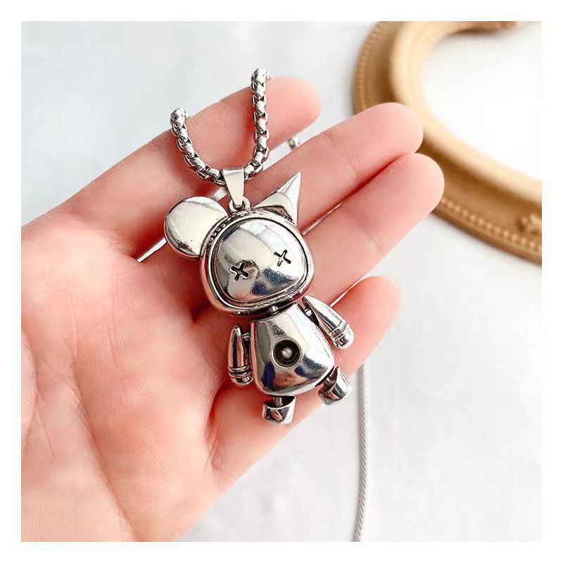 Autumn/Winter Sweater Chain Titanium Steel Versatile Accessories Instagram New Active Doll Pendant Necklace_voghion.com