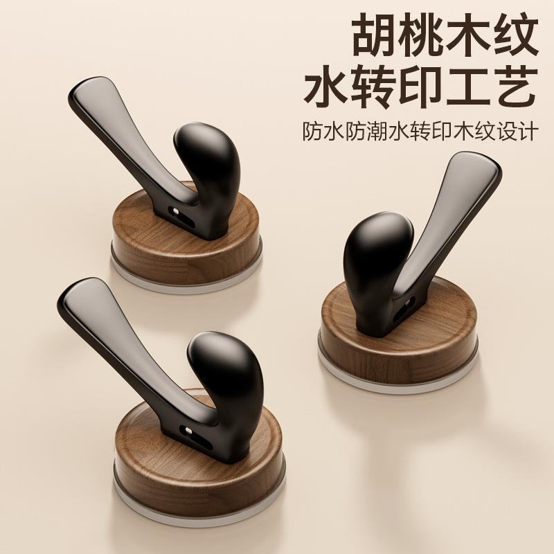 Walnut wood grain suction cup no-drill door hook, high-end wall-mounted coat hook, strong adhesive hook for entryway Walnut wood grain suction cup no-drill door hook, high-end wall-mounted coat hook, strong adhesive hook for entryway