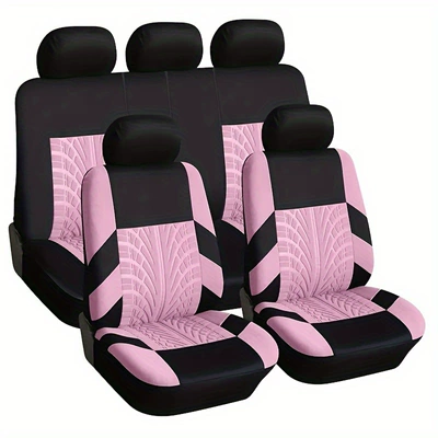 Universal Five-Seater Comfortable Polyester, Universal seat cover - pink-9-piece-set-five-seats