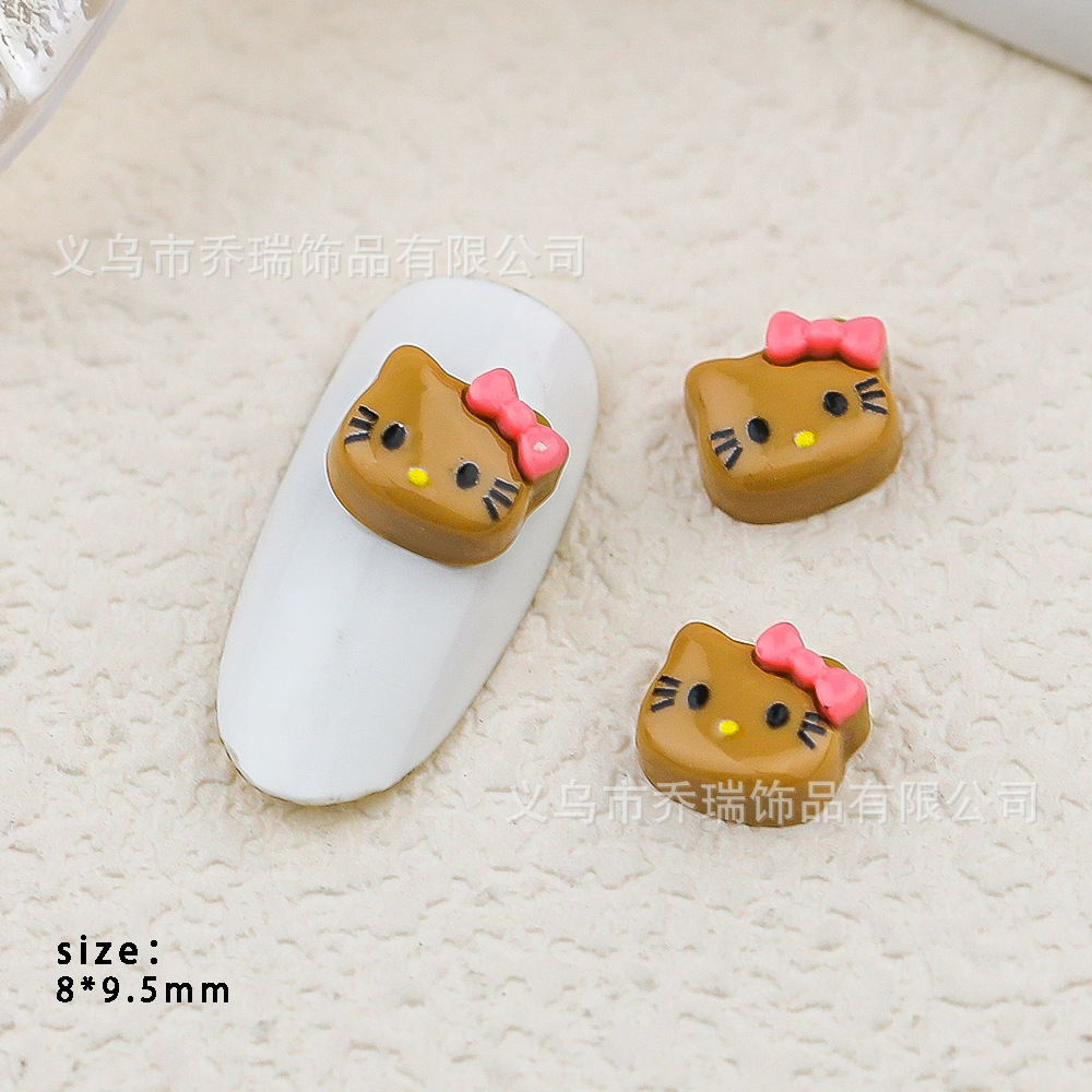 Hello Kitty Nail Art Red de celebridades de Internet Joyas de dibujos animados Sanrio diamante de resina pintado a mano lindos accesorios de gato KT