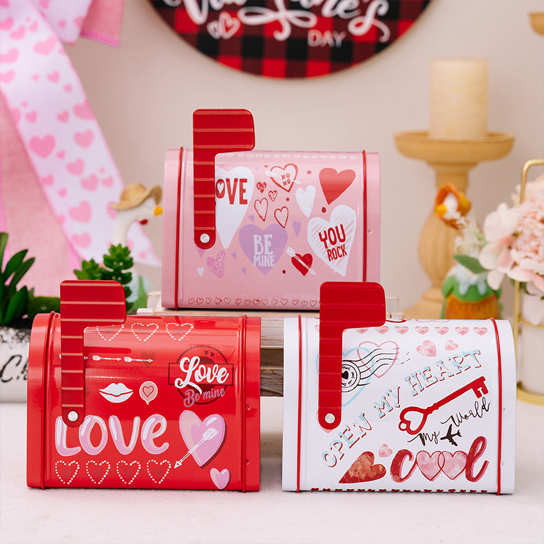 Valentine'S Day Cute Romantic Letter Heart Shape Mailbox Tinplate
