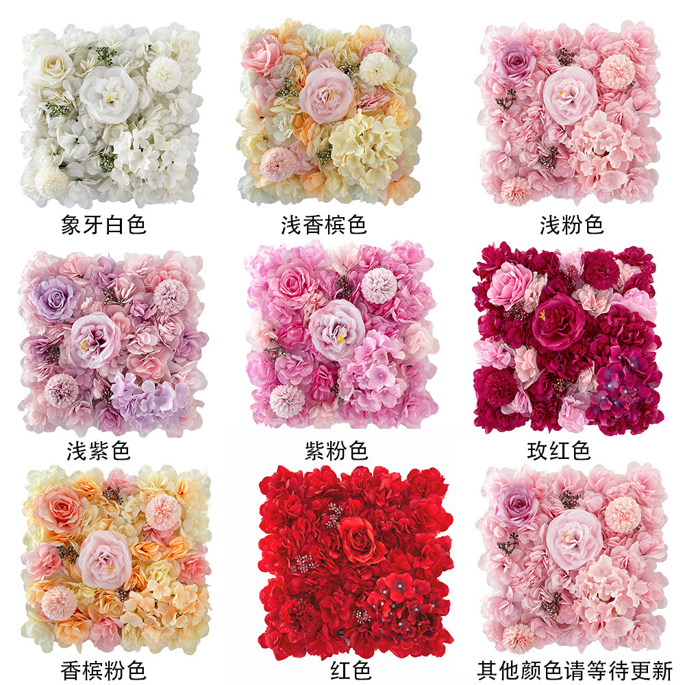 Pared de flores simulada rosa pared de plantas de bodas artículos de fondo decoración pared de flores falsas peonía diseño de fila de flores del centro comercial