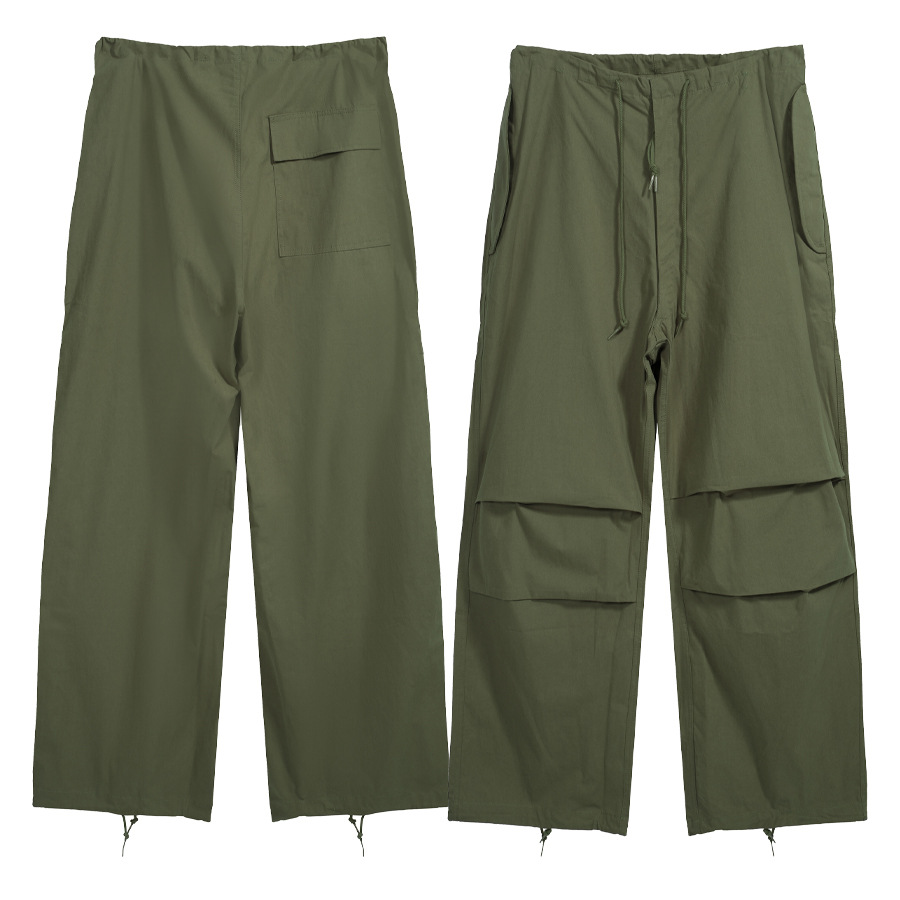 High Street 194 Vintage Pantalones de trabajo de cuerda de dibujo de color sólido pareja con pantalones paracaidistas casuales rectos