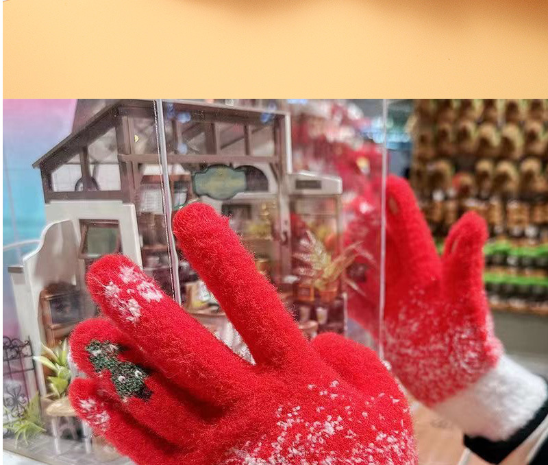 Warm gloves ladies winter dew finger touch screen with wool thickened knitting New Year Christmas red Korean version wholesale_voghion.com