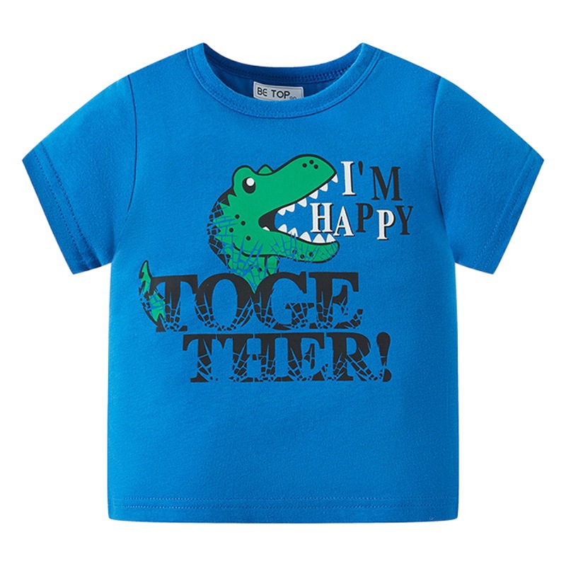 Ropa para niños Camiseta de manga corta de dibujos animados para niños Bebé Ropa de verano camisa de media manga suéter de dinosaurio guapo entrega de una pieza de moda