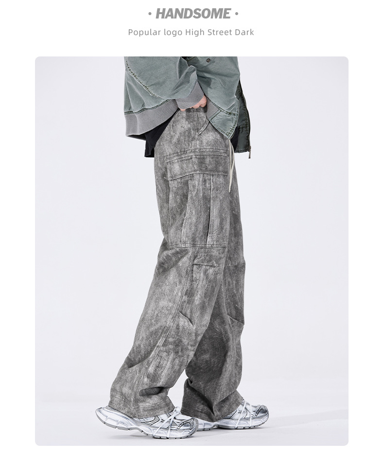 Herrenbekleidung Retro Fallschirmjägerhose Wasteland Style Arbeitskleidung Lockere Multi-Pocket-Hose Herrenhose_voghion.com
