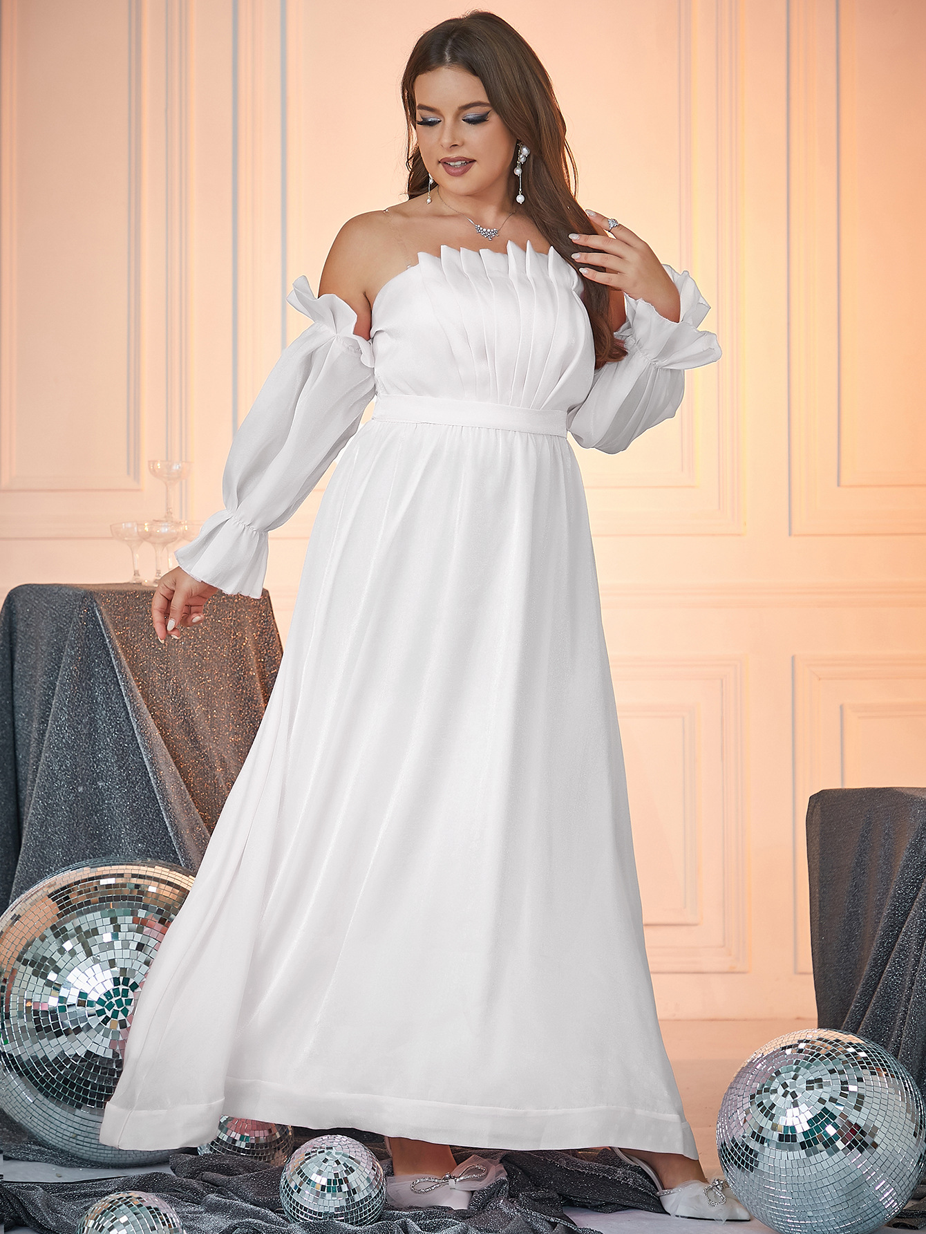 Vestido de talla grande, vestido elegante y delgado de encaje transfronterizo europeo y americano