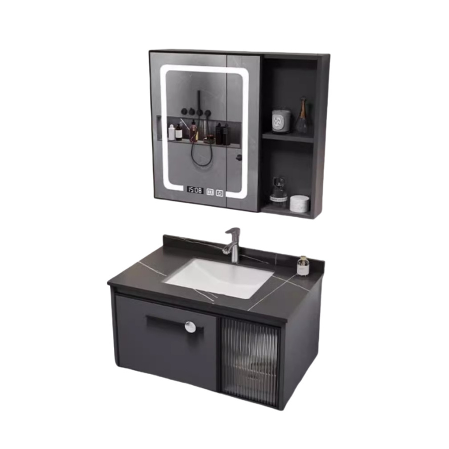 gabinete de baño combinado gabinete lavabo espacio aluminio tablero de fibra de carbono lavabo pequeño tipo lavabo