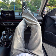 美式水洗复古直筒牛仔裤男女宽松做旧漏洞宽松休闲长裤潮牌bf风裤