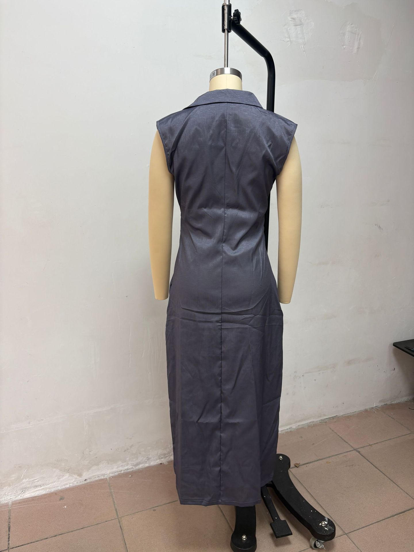 Elegant V-Neck Color-Block Casual Midi Dress For Women, Breathable Stretch A-Line Sundress For Daily Wear, Travel, And Office_ecoleips.com