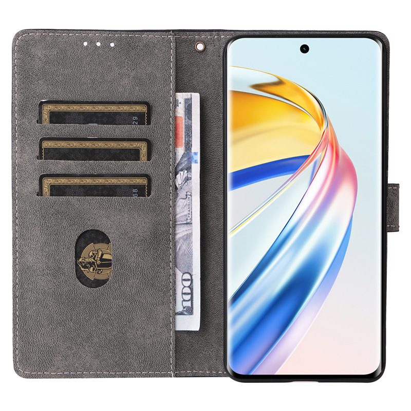 Läderfodral för honor magic6 lite x9b med kortfack och stativ_voghion.com