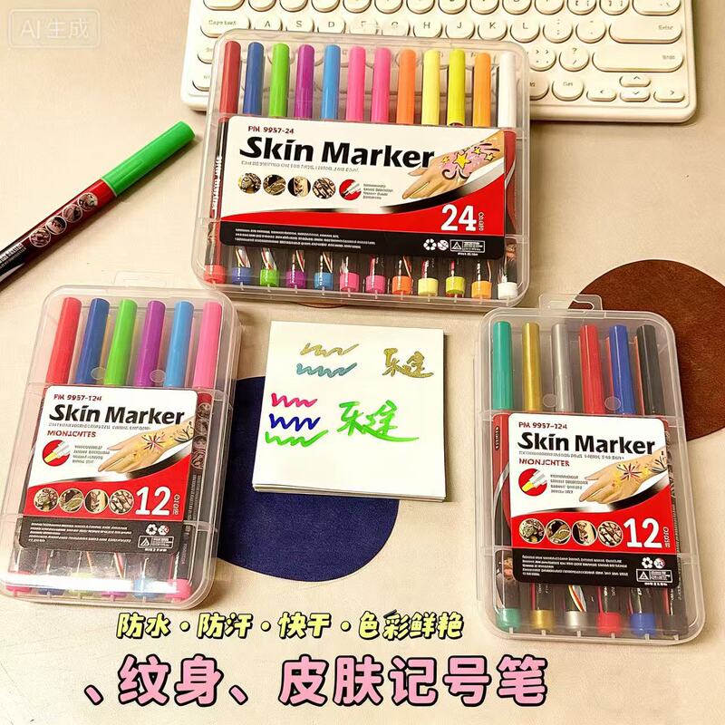 Human Skin Graffiti Pen, Washable Marker Pen, Color Painting Pen, Tattoo Writing Pen, Face and Body Marker Pen