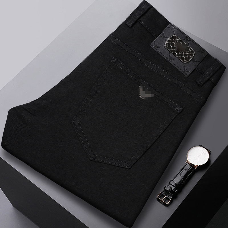 2025 Autumn/Winter Thick High-End Brand Black Jeans for Men, Stretchy Loose Casual Straight-Leg, Export Luxury Youth Style 2025 Autumn/Winter Thick High-End Brand Black Jeans for Men, Stretchy Loose Casual Straight-Leg, Export Luxury Youth Style