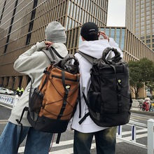 跨境休闲旅行双肩包男女户外旅行卷口登山包大容量轻便徒步背包