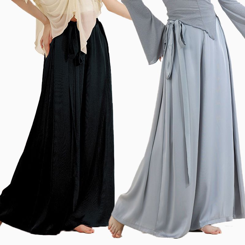 Modern Dance Satin Elegant Chinese Dance Performance Professional Training Wide-Leg Practice Pants Classical Dance Pants
