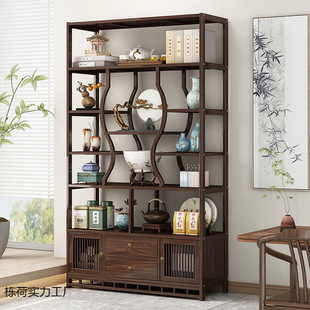 New Chinese-style Antique Rack 2024 New Living Room Tea Room Partition Display Cabinet Hollow Wine Cabinet