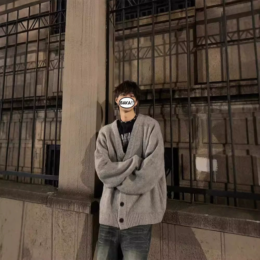 Cleanfit трикотажный кардиган куртка для мужчин ленивый ветер высокого уровня весенний и осенний ootd носить корейский свитер с V-образным вырезом