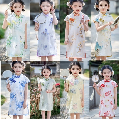 Children's cheongsam summer new girls Chinese style improved Hanfu dress girls retro Republic of China style costumes
