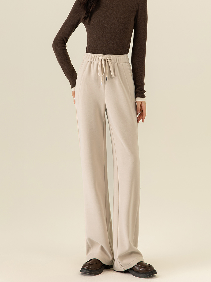 Quần culottes nữ ống rộng lưng thun dáng suông mềm mại — Màu be