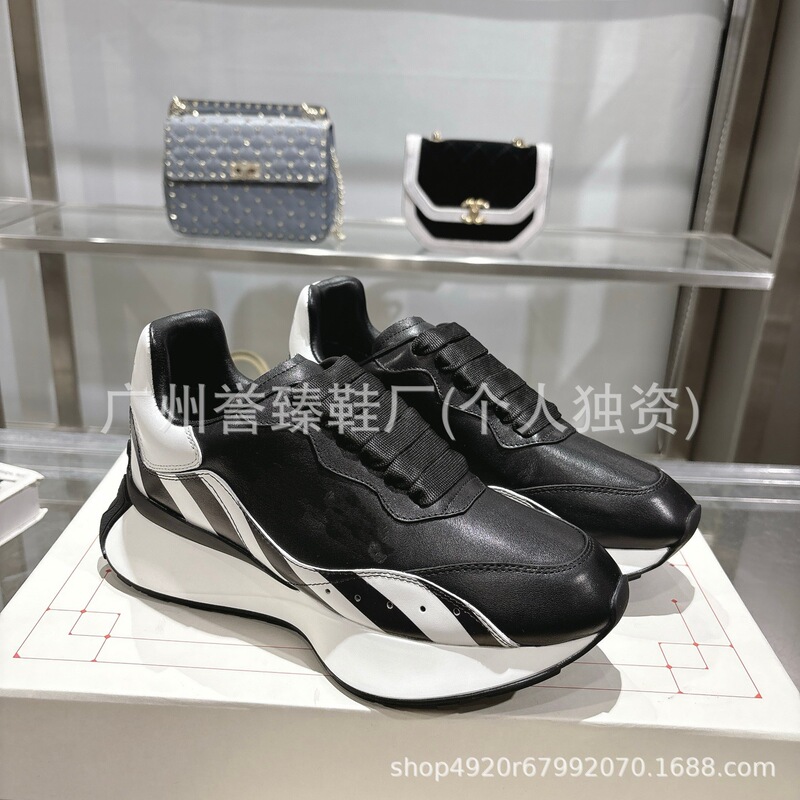 那扎同款厚底真皮小白鞋女增强系带四季松糕老爹鞋圆头运动休闲鞋|undefined