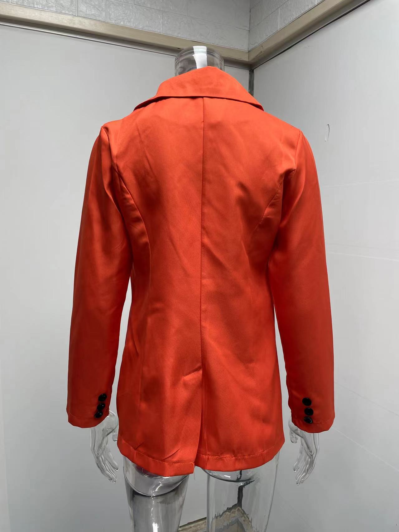 Women's Clothing Long sleeved Solid Color Button Suit Women's Jacket Cardigan_senzul.com