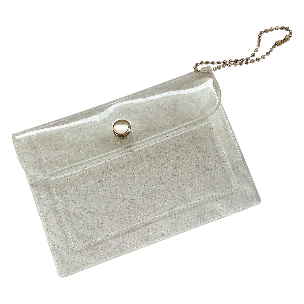 Artístico azul creativo transparente titular de la tarjeta simple DIY bolsa de almacenamiento mini portátil monedero ins chica corazón Goo titular de la tarjeta