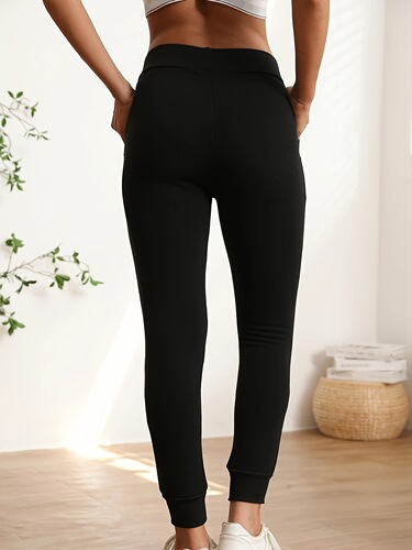 2025 Cross-border New European and American Style High-Waisted Drawstring Running Pants for Cross-border Dropshipping