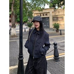 2025时尚美式高街vibe水洗做旧牛仔外套男女宽松工装夹克情侣秋季