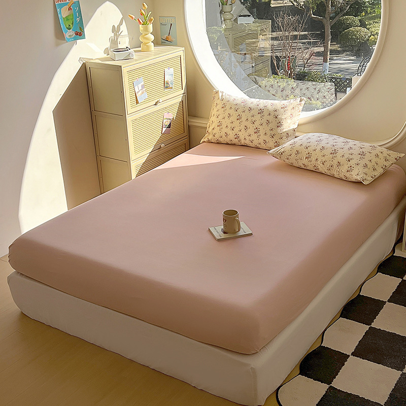 Colchón de cama de algodón de punto de primavera y verano transpirable de color Cubierta antipolvo Cubierta protectora de colchón fija Cubierta de cama completamente envolvente