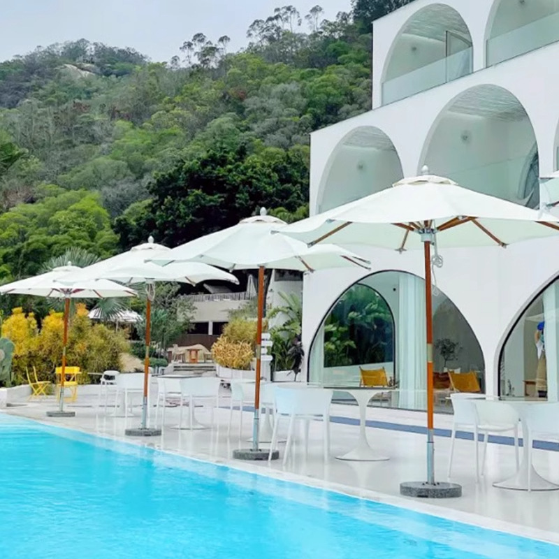 Silla de teca al aire libre villa patio a prueba de agua y protección solar hotel resort piscina terraza al aire libre cama de madera anticorrosiva