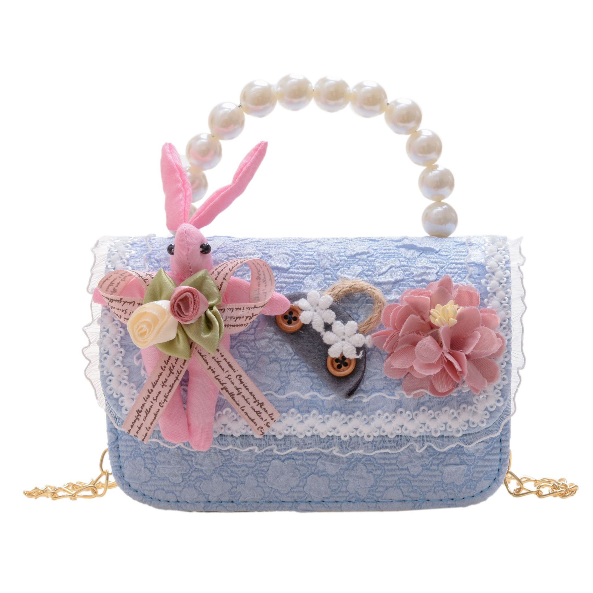 2023 nuevos niños de algodón y lino monedero niñas de viaje de compras elegante bolsa de mensajero de dibujos animados conejito bolsa de hombro