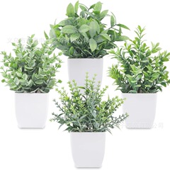 跨境盆栽4件套人造绿植家居桌面摆件盆景装饰塑料人造仿真花