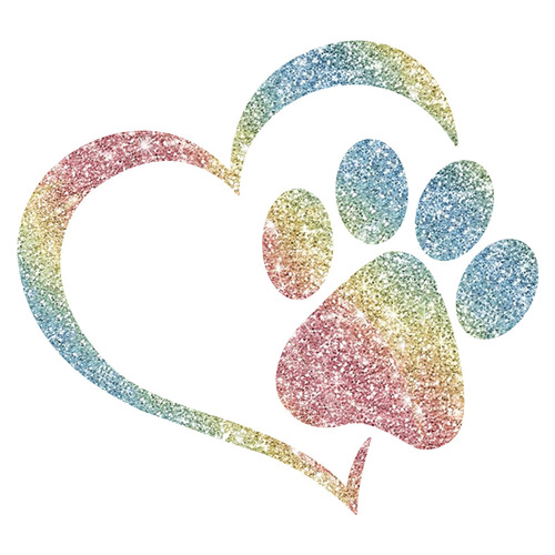 Cartoon love cat footprint pattern car flashing sticker, stylish shiny sandblasted decorative sticker for car windows