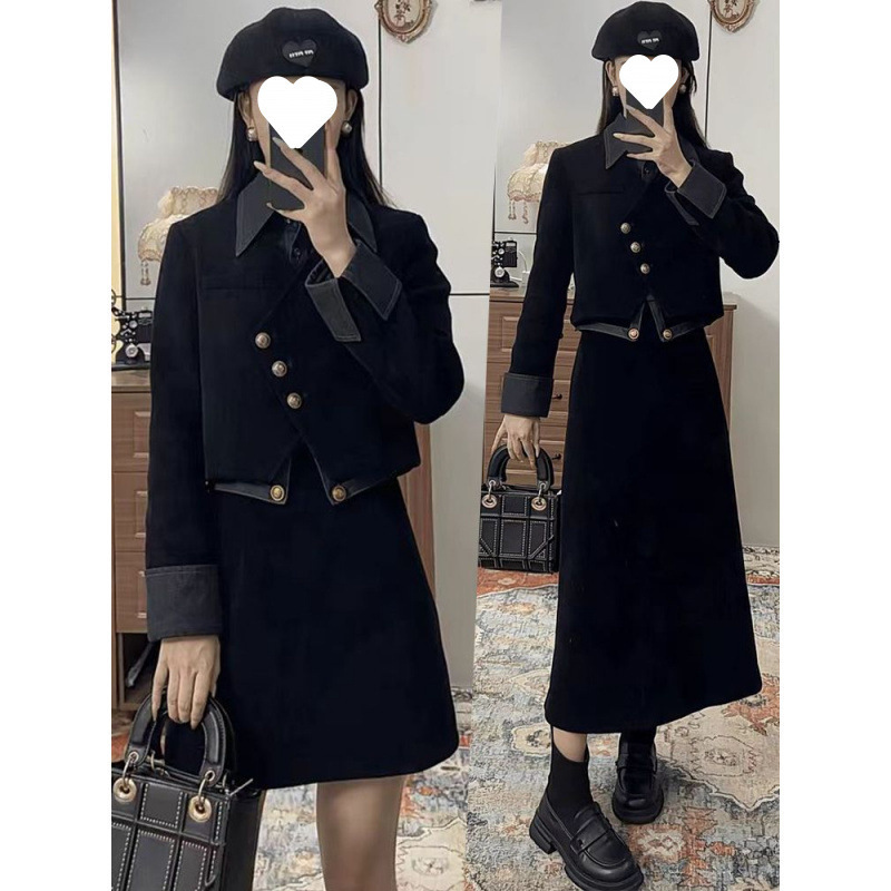 年夏季新款大码女装赫本风显瘦气质设计感上衣半身裙两件套女|undefined